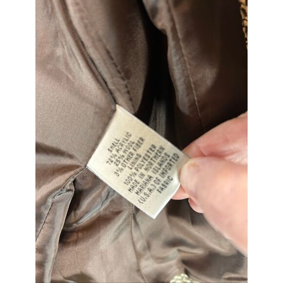 Talbots Women’s Tweed Wool Blazer Jacket Brown 12 | Button Front Career Classic - Picture 11 of 12